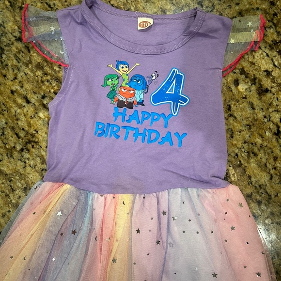 Inside Out Purple Birthday Dress with Starry Tulle Skirt Age 4 - Picture 2 of 5